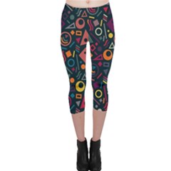 Random, Abstract, Forma, Cube, Triangle, Creative Capri Leggings 