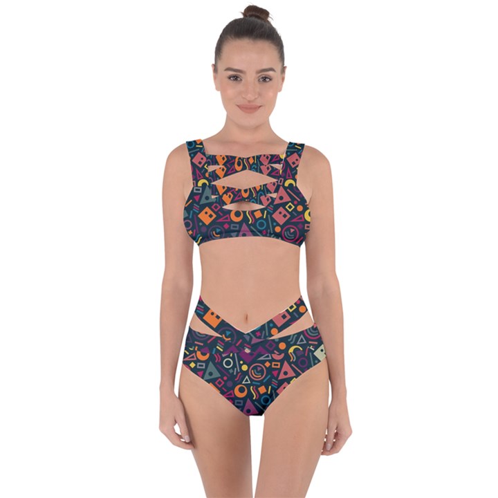 Random, Abstract, Forma, Cube, Triangle, Creative Bandaged Up Bikini Set 