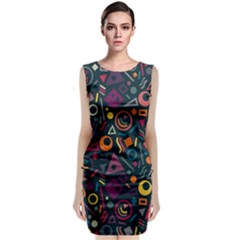 Random, Abstract, Forma, Cube, Triangle, Creative Sleeveless Velvet Midi Dress