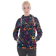 Random, Abstract, Forma, Cube, Triangle, Creative Women s Hooded Pullover