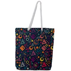 Random, Abstract, Forma, Cube, Triangle, Creative Full Print Rope Handle Tote (large) by nateshop