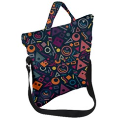 Random, Abstract, Forma, Cube, Triangle, Creative Fold Over Handle Tote Bag by nateshop