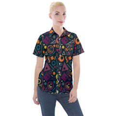 Random, Abstract, Forma, Cube, Triangle, Creative Women s Short Sleeve Pocket Shirt