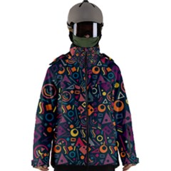 Random, Abstract, Forma, Cube, Triangle, Creative Men s Zip Ski And Snowboard Waterproof Breathable Jacket