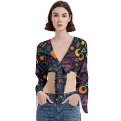 Random, Abstract, Forma, Cube, Triangle, Creative Trumpet Sleeve Cropped Top