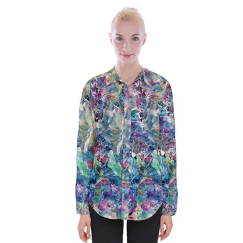 Abstract Confluence Womens Long Sleeve Shirt by kaleidomarblingart