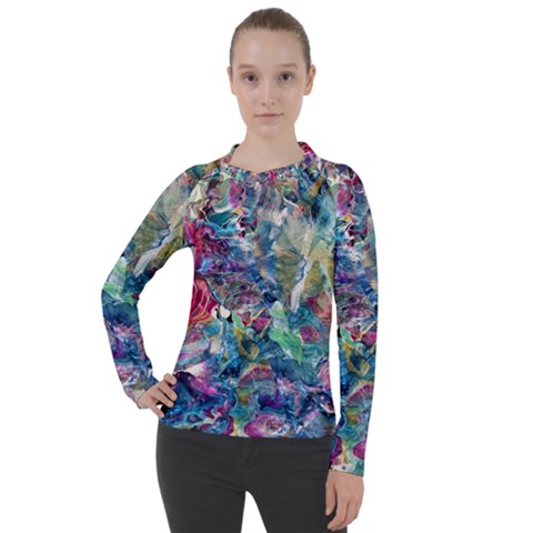 Abstract Confluence Women s Pique Long Sleeve T-shirt by kaleidomarblingart