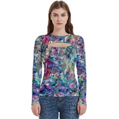 Abstract Confluence Women s Cut Out Long Sleeve T-shirt by kaleidomarblingart