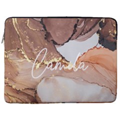 Personalized Name Marble 17  Vertical Laptop Sleeve Case With Pocket