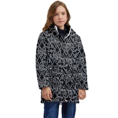 Noir Nouveau Chic Pattern Kids  Hooded Longline Puffer Jacket by dflcprintsclothing