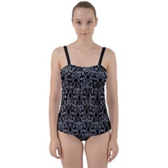 Noir Nouveau Chic Pattern Twist Front Tankini Set