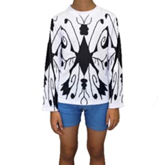 Black Silhouette Artistic Hand Draw Symbol Wb Kids  Long Sleeve Swimwear by dflcprintsclothing