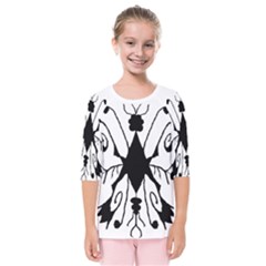 Black Silhouette Artistic Hand Draw Symbol Wb Kids  Quarter Sleeve Raglan T-shirt