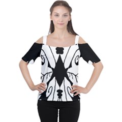 Black Silhouette Artistic Hand Draw Symbol Wb Cutout Shoulder T-shirt