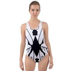 Black Silhouette Artistic Hand Draw Symbol Wb Cut-out Back One Piece Swimsuit by dflcprintsclothing