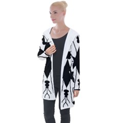 Black Silhouette Artistic Hand Draw Symbol Wb Longline Hooded Cardigan by dflcprintsclothing