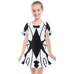 Black Silhouette Artistic Hand Draw Symbol Wb Kids  Smock Dress by dflcprintsclothing