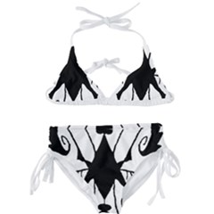 Black Silhouette Artistic Hand Draw Symbol Wb Kids  Classic Bikini Set by dflcprintsclothing