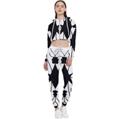 Black Silhouette Artistic Hand Draw Symbol Wb Cropped Zip Up Lounge Set by dflcprintsclothing