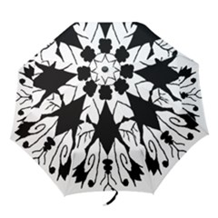 Black Silhouette Artistic Hand Draw Symbol Wb Folding Umbrellas