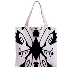 Black Silhouette Artistic Hand Draw Symbol Wb Zipper Grocery Tote Bag by dflcprintsclothing