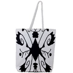 Black Silhouette Artistic Hand Draw Symbol Wb Full Print Rope Handle Tote (large) by dflcprintsclothing