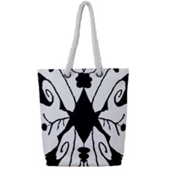 Black Silhouette Artistic Hand Draw Symbol Wb Full Print Rope Handle Tote (small)