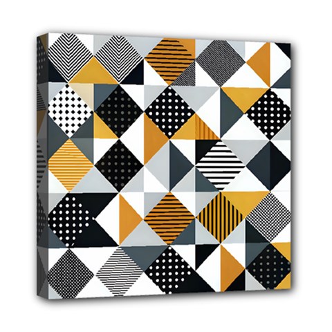 Pattern Tile Squares Triangles Seamless Geometry Mini Canvas 8  X 8  (stretched)