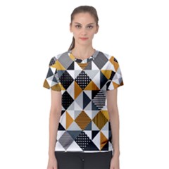 Pattern Tile Squares Triangles Seamless Geometry Women s Sport Mesh T-shirt