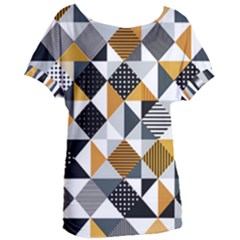 Pattern Tile Squares Triangles Seamless Geometry Women s Oversized T-shirt by Maspions