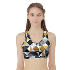 Pattern Tile Squares Triangles Seamless Geometry Sports Bra With Border