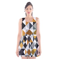 Pattern Tile Squares Triangles Seamless Geometry Scoop Neck Skater Dress