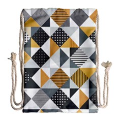 Pattern Tile Squares Triangles Seamless Geometry Drawstring Bag (large)