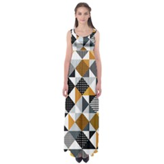 Pattern Tile Squares Triangles Seamless Geometry Empire Waist Maxi Dress