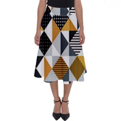 Pattern Tile Squares Triangles Seamless Geometry Perfect Length Midi Skirt