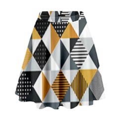 Pattern Tile Squares Triangles Seamless Geometry High Waist Skirt