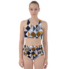 Pattern Tile Squares Triangles Seamless Geometry Racer Back Bikini Set