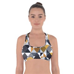 Pattern Tile Squares Triangles Seamless Geometry Cross Back Sports Bra