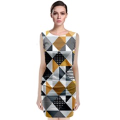 Pattern Tile Squares Triangles Seamless Geometry Sleeveless Velvet Midi Dress