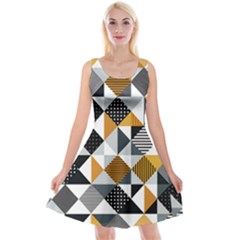 Pattern Tile Squares Triangles Seamless Geometry Reversible Velvet Sleeveless Dress