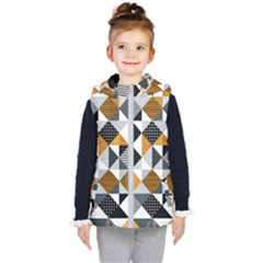 Pattern Tile Squares Triangles Seamless Geometry Kids  Hooded Puffer Vest