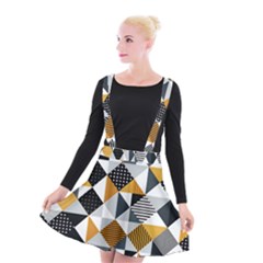 Pattern Tile Squares Triangles Seamless Geometry Suspender Skater Skirt