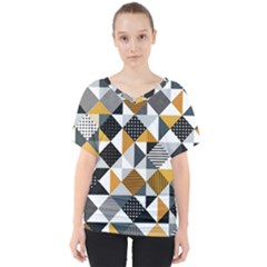 Pattern Tile Squares Triangles Seamless Geometry V-neck Dolman Drape Top