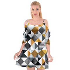 Pattern Tile Squares Triangles Seamless Geometry Cutout Spaghetti Strap Chiffon Dress by Maspions