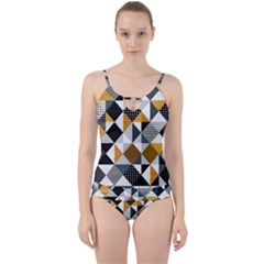 Pattern Tile Squares Triangles Seamless Geometry Cut Out Top Tankini Set