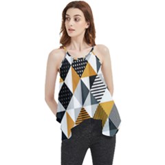 Pattern Tile Squares Triangles Seamless Geometry Flowy Camisole Tank Top by Maspions