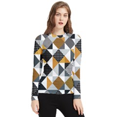 Pattern Tile Squares Triangles Seamless Geometry Women s Long Sleeve Rash Guard