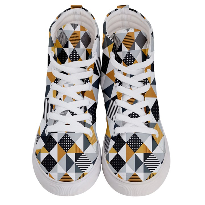 Pattern Tile Squares Triangles Seamless Geometry Women s Hi-Top Skate Sneakers