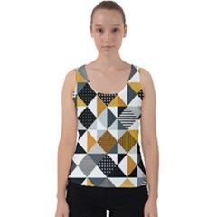 Pattern Tile Squares Triangles Seamless Geometry Velvet Tank Top