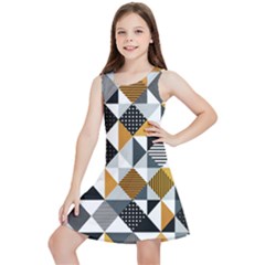 Pattern Tile Squares Triangles Seamless Geometry Kids  Lightweight Sleeveless Dress